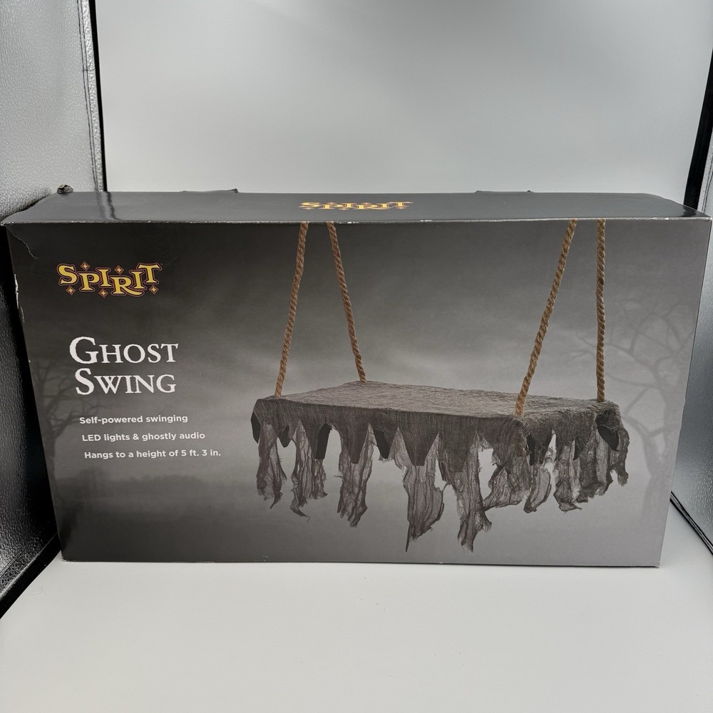 NEW Spirit Halloween Ghost Swing 5 Ft Hang Animatronic Prop Moving Empty Seat